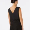 Top de popelín y encaje de macramé, negro Top de popelín y encaje de macramé, negro