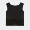 Top de popelín y encaje de macramé, negro Top de popelín y encaje de macramé, negro