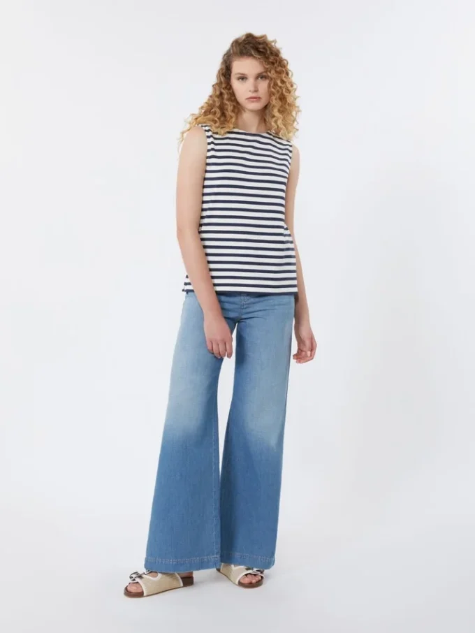 Top sin mangas de punto interlock, azul marino Top sin mangas de punto interlock, azul marino