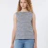 Top sin mangas de punto interlock, azul marino Top sin mangas de punto interlock, azul marino