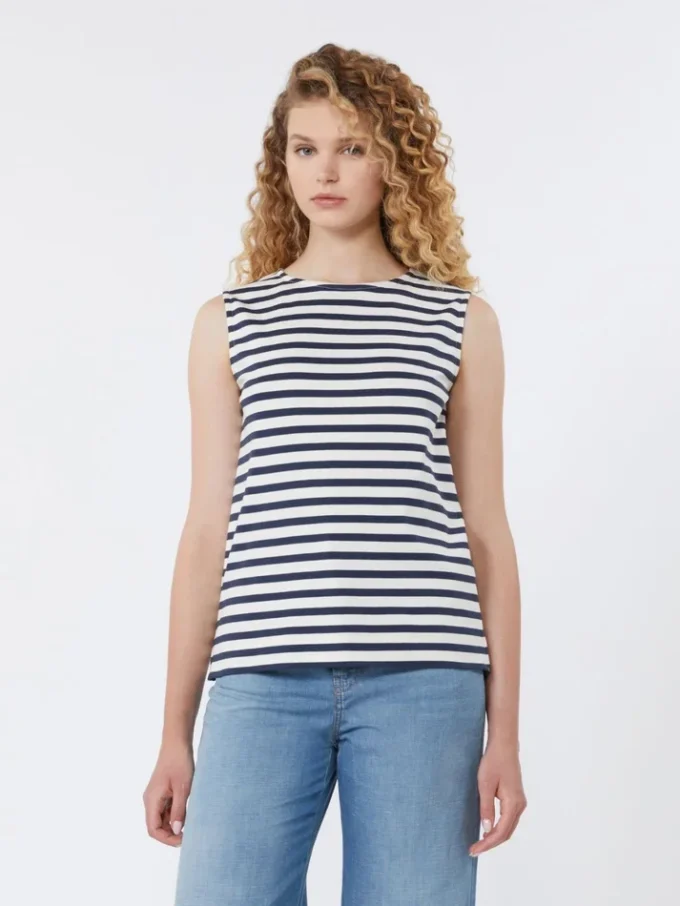Top sin mangas de punto interlock, azul marino Top sin mangas de punto interlock, azul marino