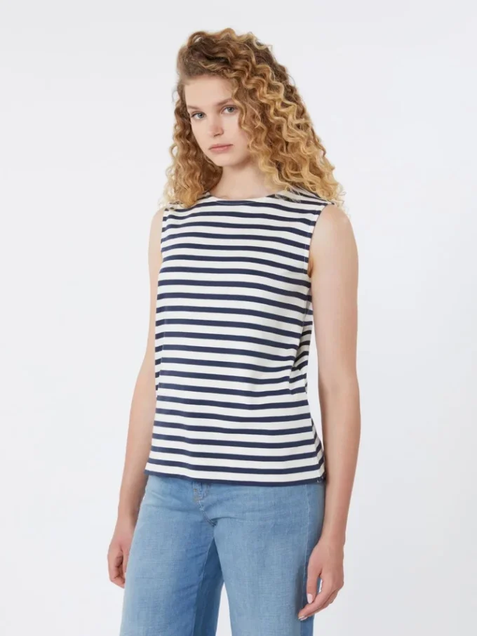 Top sin mangas de punto interlock, azul marino Top sin mangas de punto interlock, azul marino