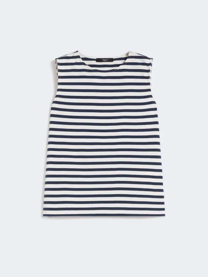 Top sin mangas de punto interlock, azul marino Top sin mangas de punto interlock, azul marino