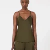 Top tipo camisola de satén Envers, verde musgo