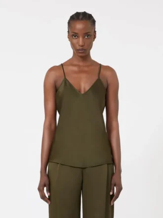 Top tipo camisola de satén Envers, verde musgo