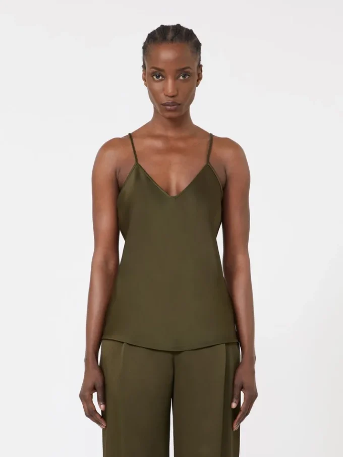Top tipo camisola de satén Envers, verde musgo