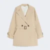 Trench corto de lona repelente al agua, color beige Trench corto de lona repelente al agua, color beige