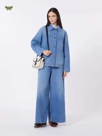 Vaqueros anchos de algodón denim, azul marino
