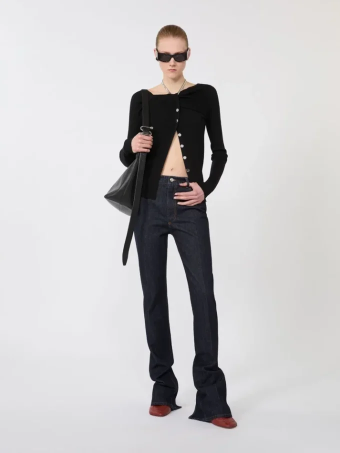 Cárdigan de lana con cadena, negro Cárdigan de lana con cadena, negro