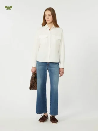 Vaqueros de denim cómodos y acampanados, azul marino