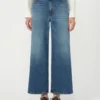 Vaqueros de denim cómodos y acampanados, azul marino Vaqueros de denim cómodos y acampanados, azul marino