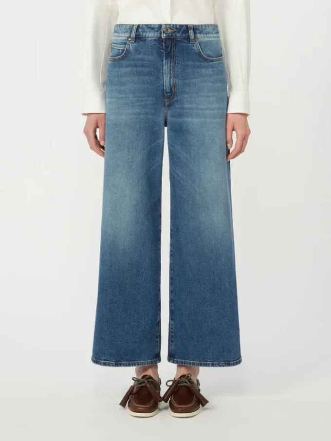 Vaqueros de denim cómodos y acampanados, azul marino Vaqueros de denim cómodos y acampanados, azul marino