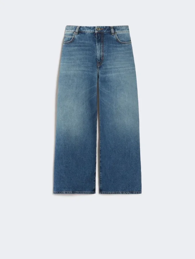 Vaqueros de denim cómodos y acampanados, azul marino Vaqueros de denim cómodos y acampanados, azul marino