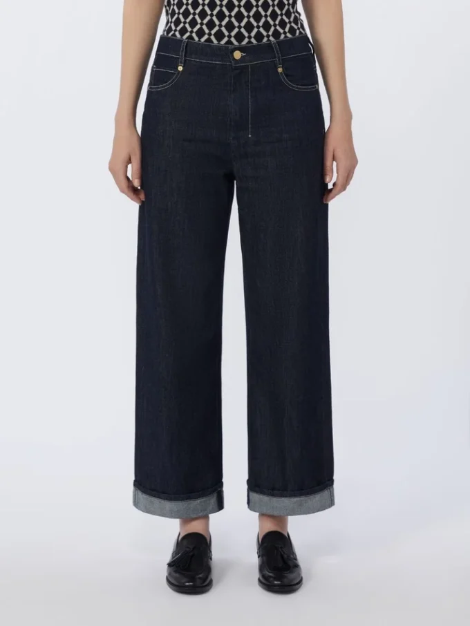Vaqueros de denim con vuelta, azul ultramar Vaqueros de denim con vuelta, azul ultramar