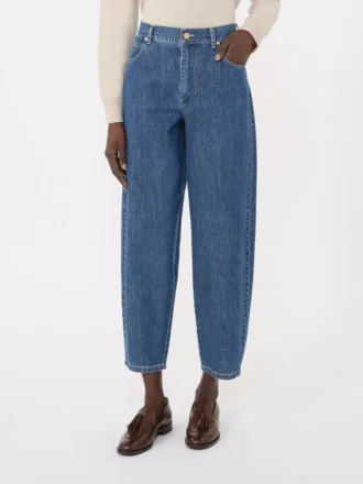 Vaqueros de denim de algodón con corte ajustado, azul medianoche