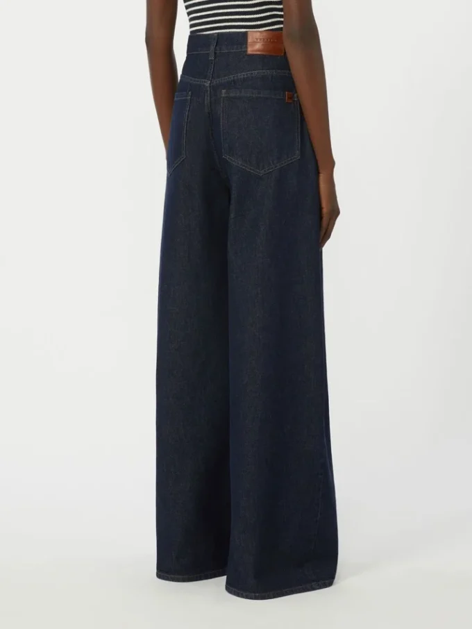 Vaqueros de denim de algodón de corte ancho, azul marino Vaqueros de denim de algodón de corte ancho, azul marino