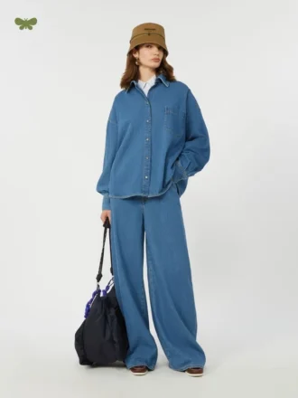 Vaqueros de denim de algodón suave, azul marino