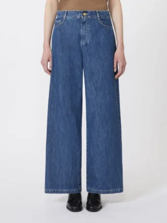 Vaqueros de denim de pierna ancha, azul medianoche