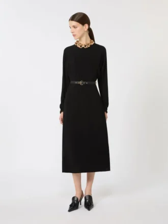 Vestido acampanado de cady, negro