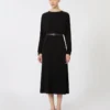 Vestido acampanado de cady, negro