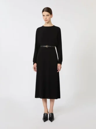 Vestido acampanado de cady, negro