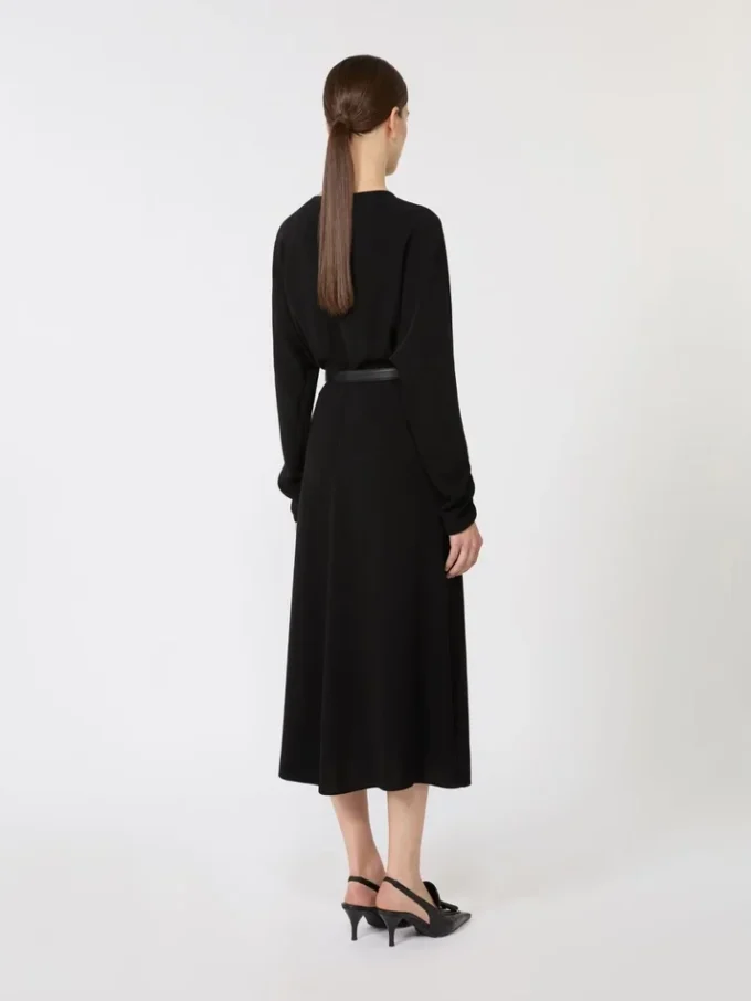 Vestido acampanado de cady, negro