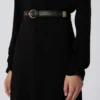 Vestido acampanado de cady, negro