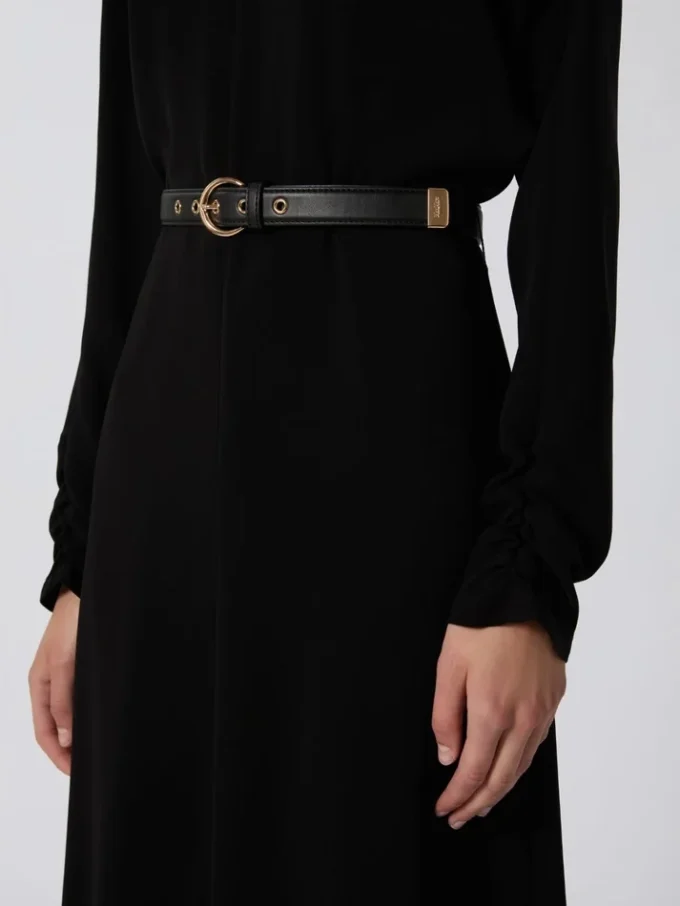 Vestido acampanado de cady, negro