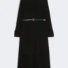 Vestido acampanado de cady, negro