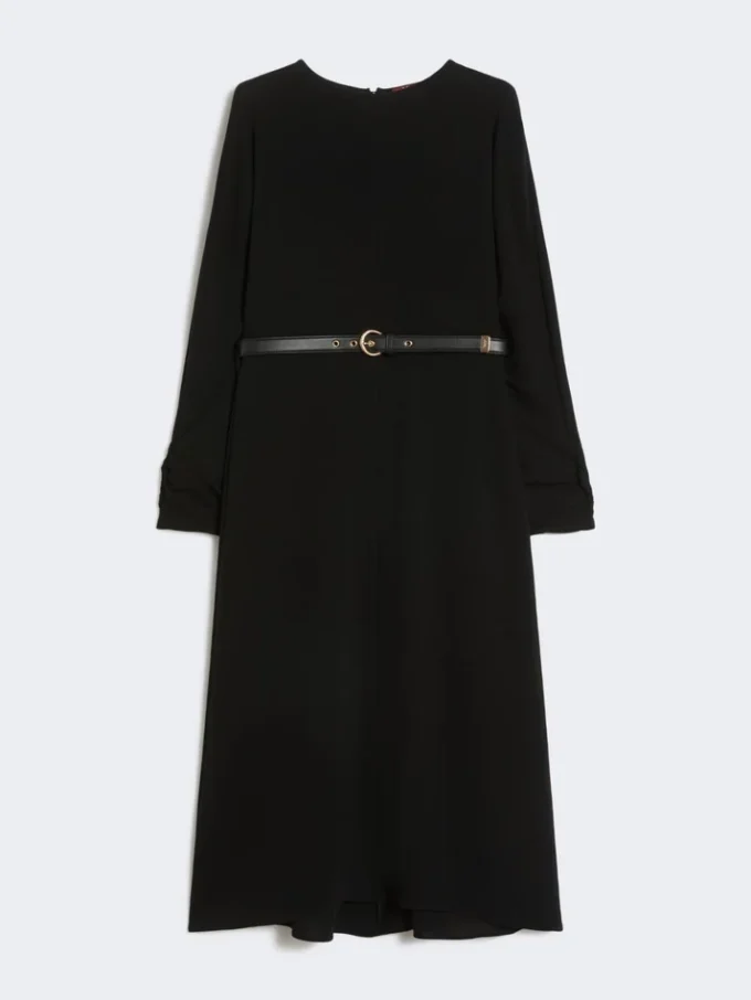 Vestido acampanado de cady, negro