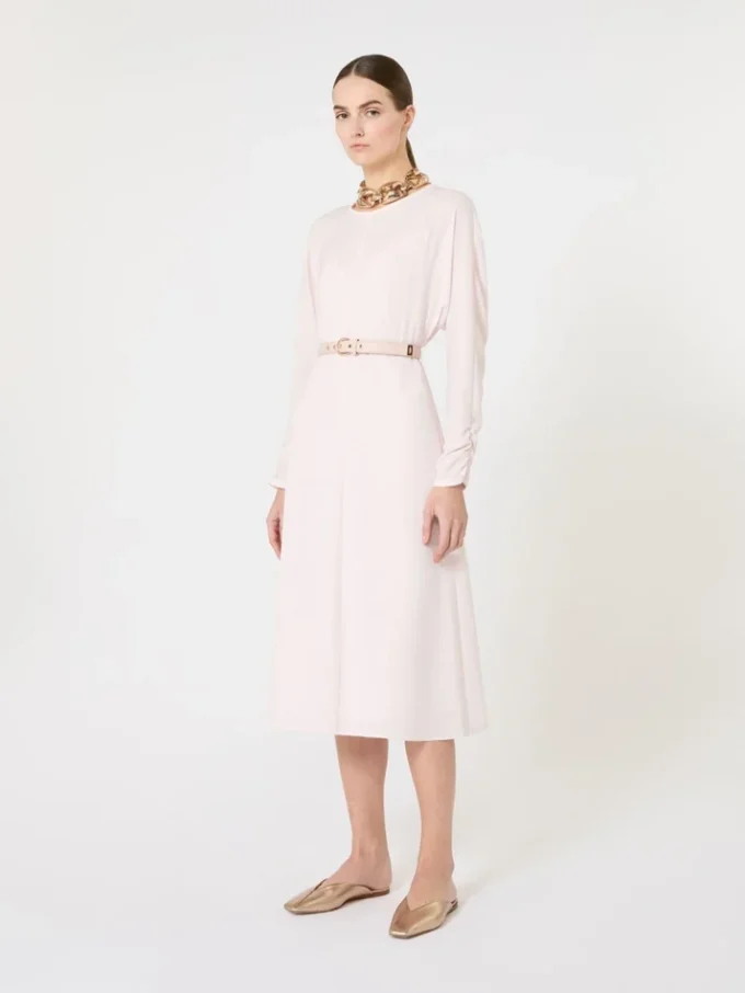 Vestido acampanado de cady, rosa