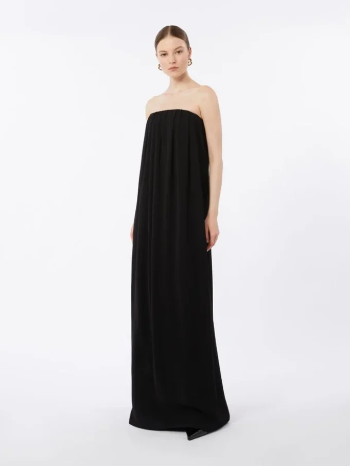 Vestido bustier de cady, negro Vestido bustier de cady, negro