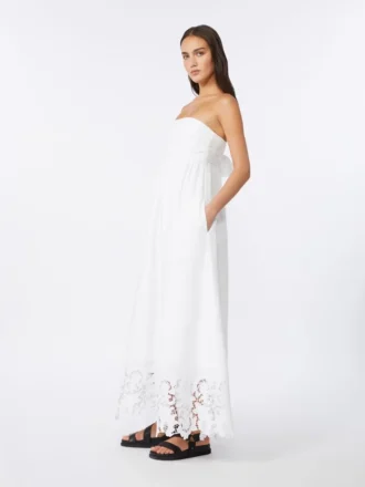 Vestido bustier de lona de lino, blanco