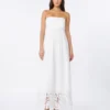 Vestido bustier de lona de lino, blanco