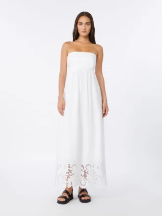 Vestido bustier de lona de lino, blanco