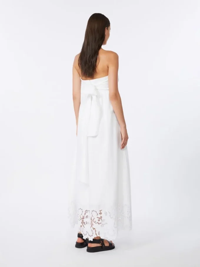 Vestido bustier de lona de lino, blanco