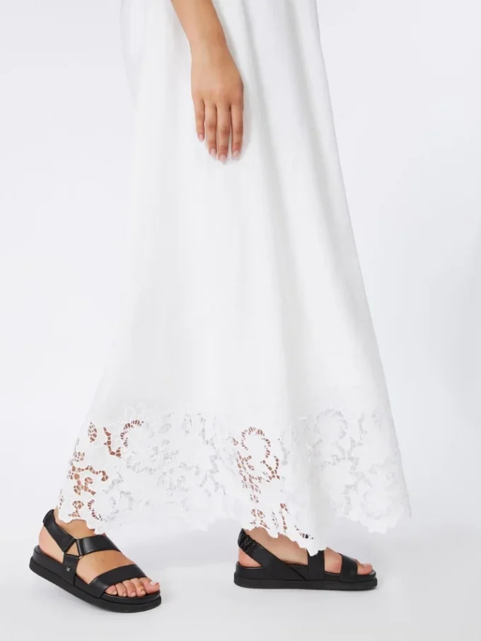 Vestido bustier de lona de lino, blanco