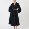 Vestido camisero de algodón, azul marino