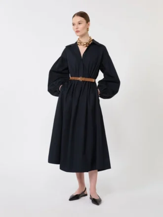 Vestido camisero de algodón, azul marino