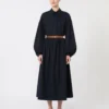 Vestido camisero de algodón, azul marino