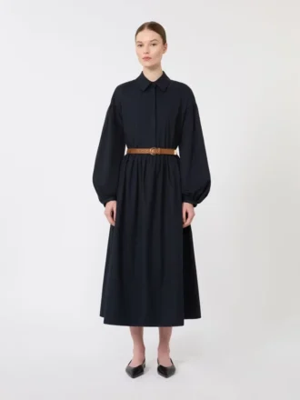 Vestido camisero de algodón, azul marino