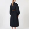 Vestido camisero de algodón, azul marino