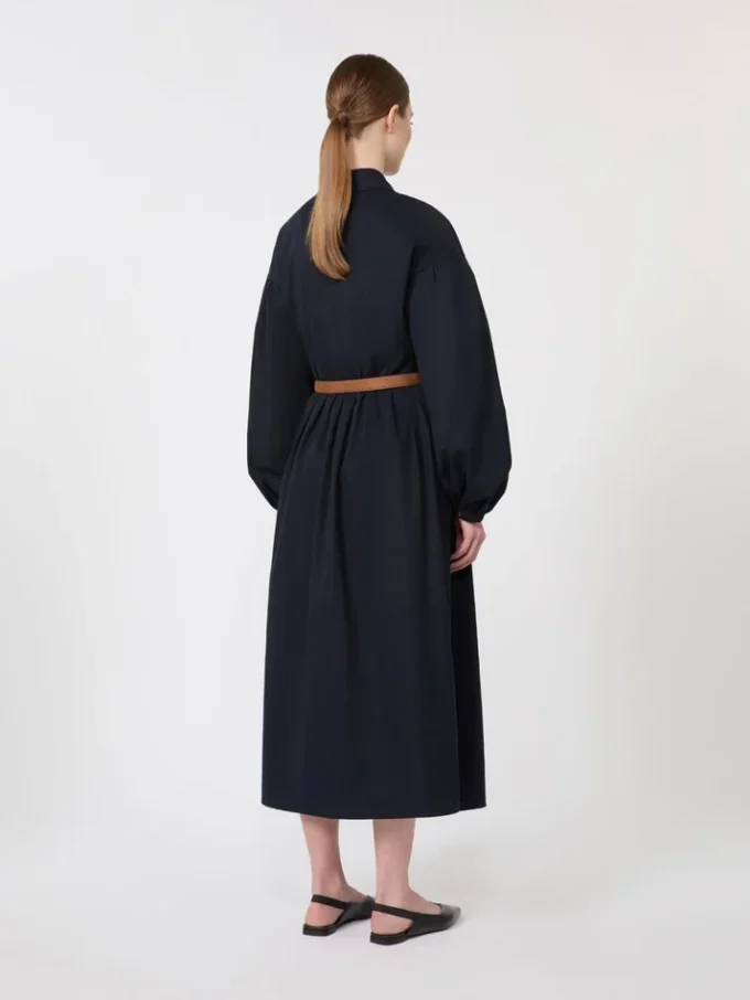 Vestido camisero de algodón, azul marino