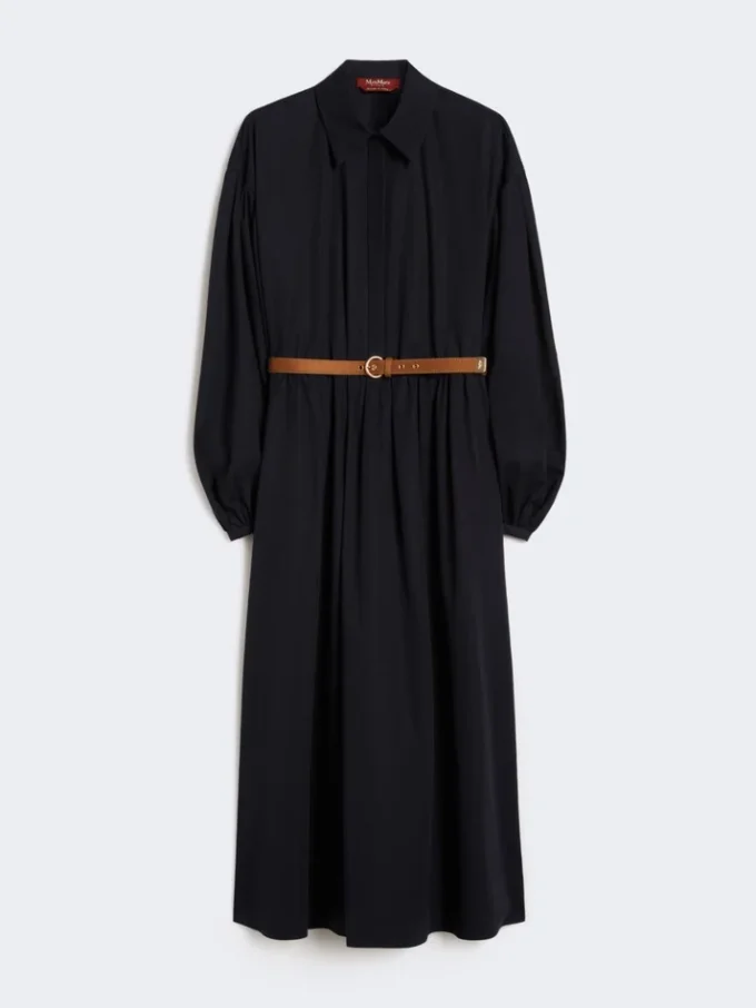 Vestido camisero de algodón, azul marino