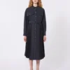 Vestido camisero de denim y satén, negro Vestido camisero de denim y satén, negro