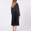 Vestido camisero de denim y satén, negro Vestido camisero de denim y satén, negro