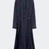 Vestido camisero de denim y satén, negro Vestido camisero de denim y satén, negro