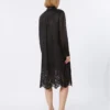 Vestido camisero de gasa de ramio bordado, negro Vestido camisero de gasa de ramio bordado, negro