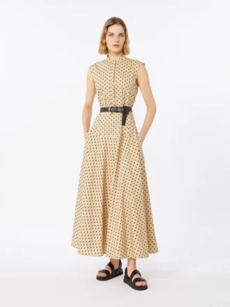 Vestido camisero de popelín estampado, estilo colonial
