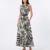 Vestido camisero de popelín estampado, negro Vestido camisero de popelín estampado, negro